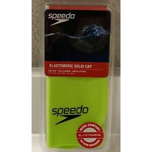 Speedo Elastomeric Silicone Solid Swim Cap One Size Sport Neon Yellow Green NEW